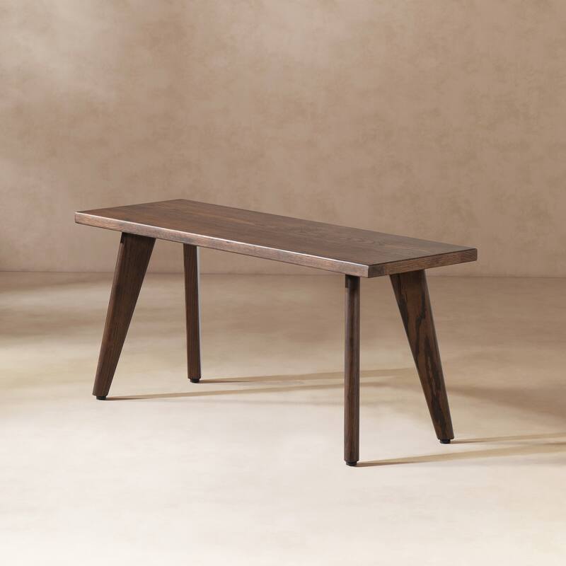 Jennifer Taylor Home Capri Solid Red Oak Wood Bench - Dark Brown - 3 Seats