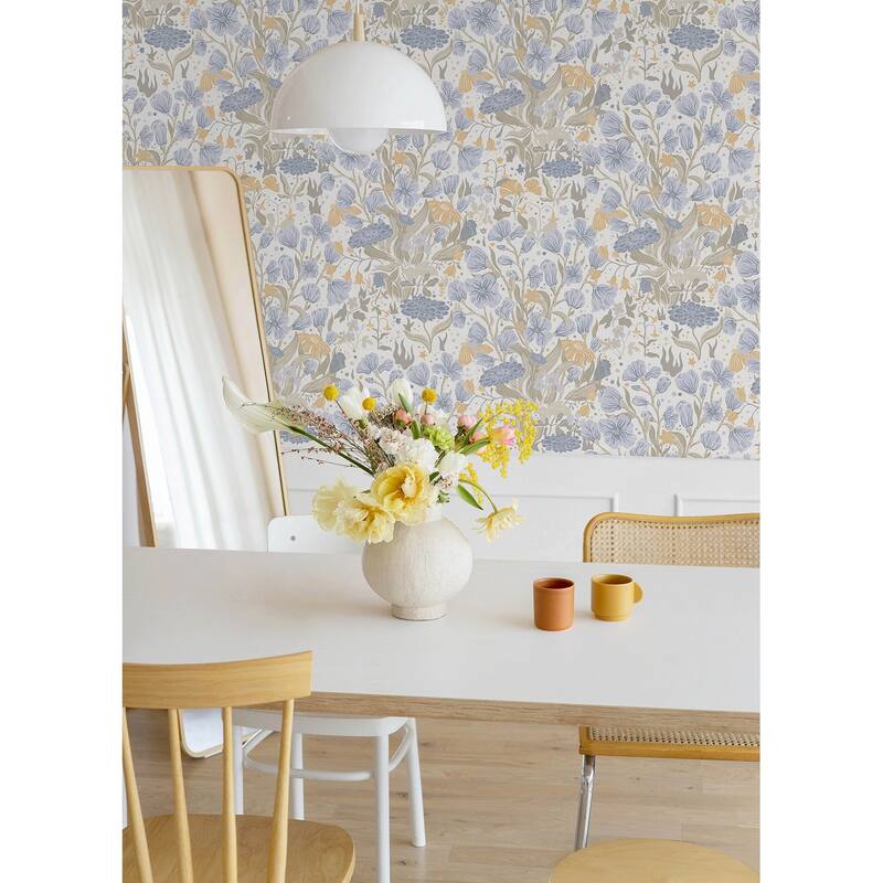 A-Street Prints Hava Light Blue Meadow Flowers Wallpaper