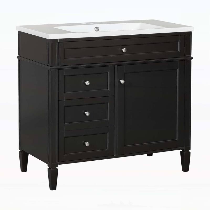 Modern Bathroom Storage Cabinet with 2 Drawers and a Tip-out Drawer,with Top Sink