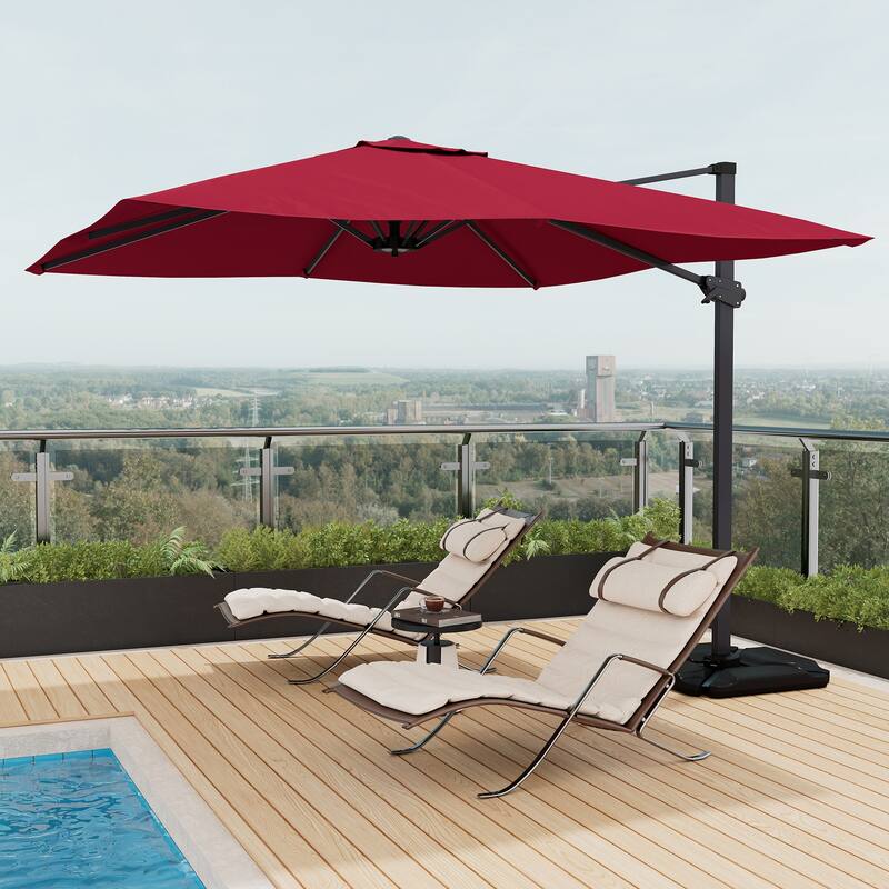 10FT Square Cantilever Patio Umbrella with Base