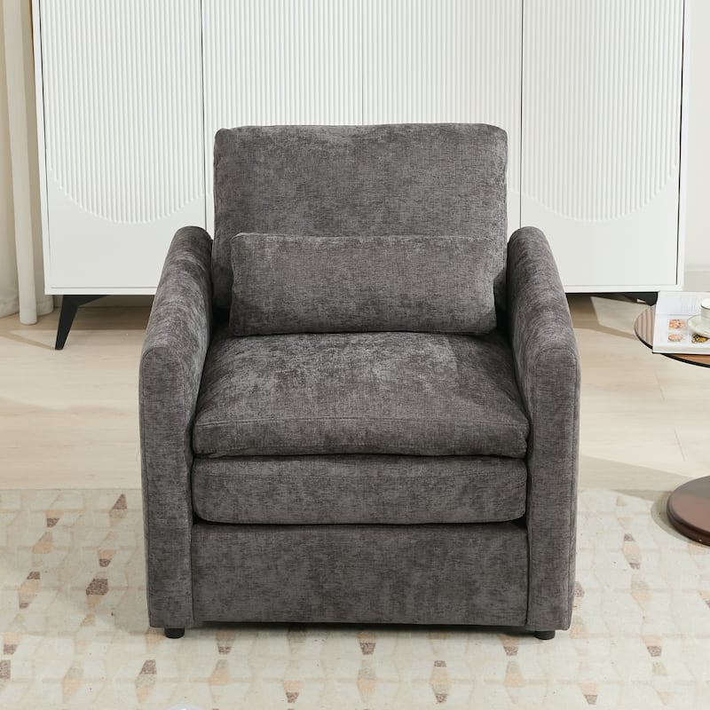 Oversized Chenille Fabric Cloud Sofa, Ergonomic Upholstered Lounge Armchair, Single Sofa Chair with Plush Cushion
