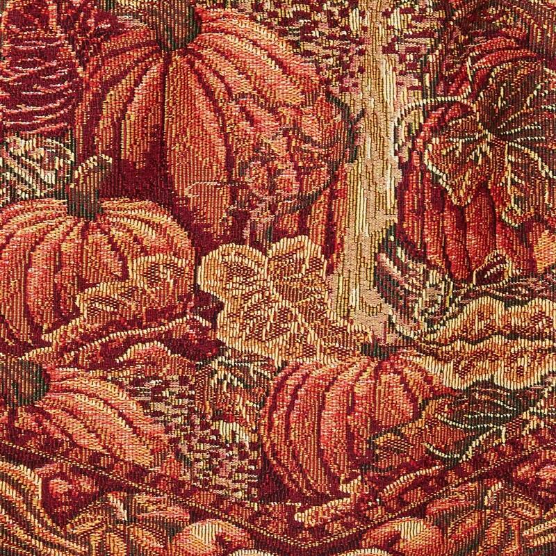 Violet Linen Fall Harvest Thanksgiving Autumn Leaves Pumpkins Tapestry, 60" x 15", Straight, Rod Pocket Curtain Valance