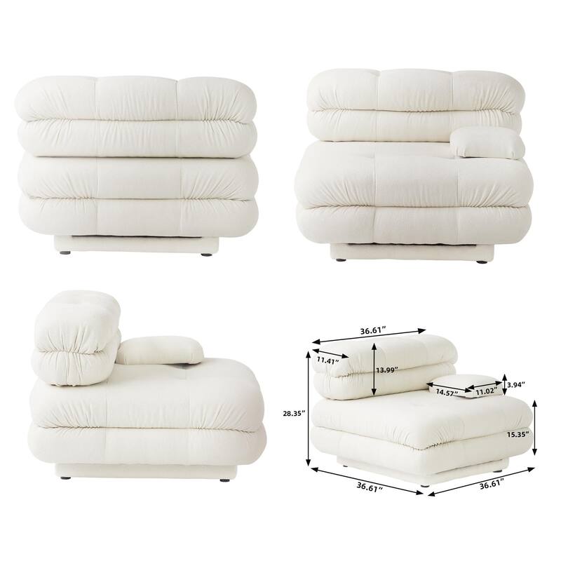 Large Teddy Velvet Fabric 4-pieces Modular Sectional sofa