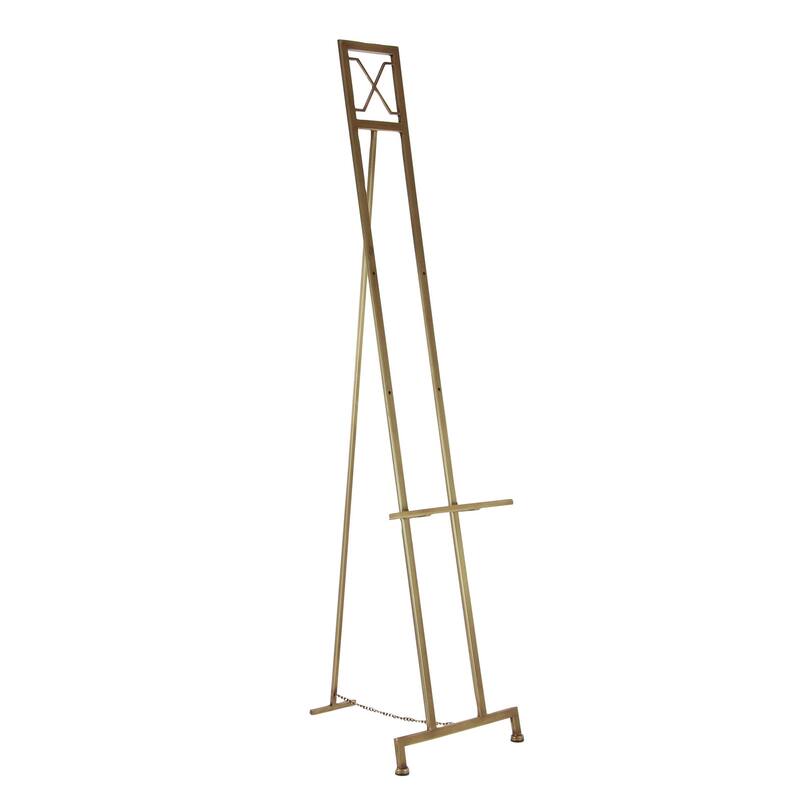 Metal Tall Adjustable 3 Tier Display Easel with Chain Support - Gold, White or Black - Roche River Decor - Gold -  18"W, 70"H