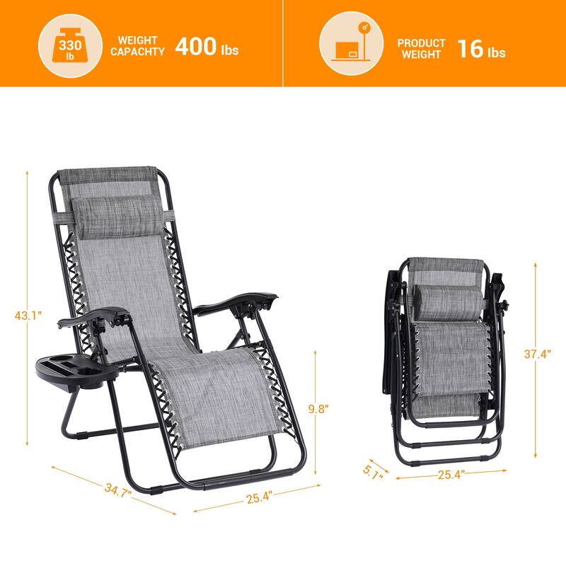 BONOSUKI Outdoor Foldable Recliner Lounge Chair Zero Gravity Chair