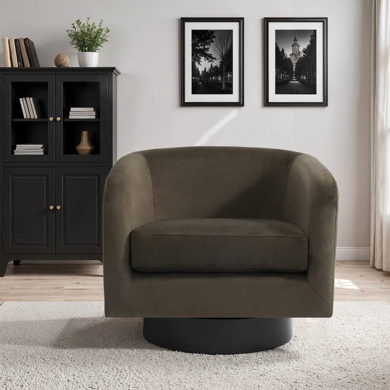 360-Degree Swivel Round Barrel Velvet Armchair Accent Chairs