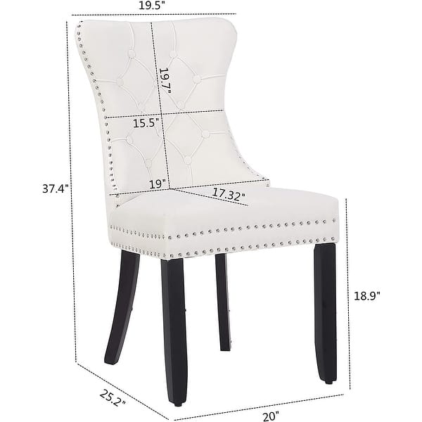 dimension image slide 3 of 3, High Back Velvet Upholstered Dining Chairs