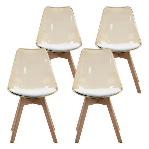 Dining Chairs with Crystal Seat, Modern Shell Lounge Chairs, Set of 4