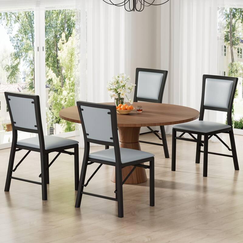 VECELO Folding Dining Chairs Set of 2/4/6 with Cushion Parson Classic Upholstered Folding Chairs Modern 33" Parson Chairs - Set of 4 - Dark Grey