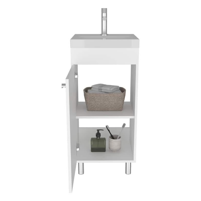 Waterford Bathroom Vanity Sink with Porcelain Basin and Storage Cabinet