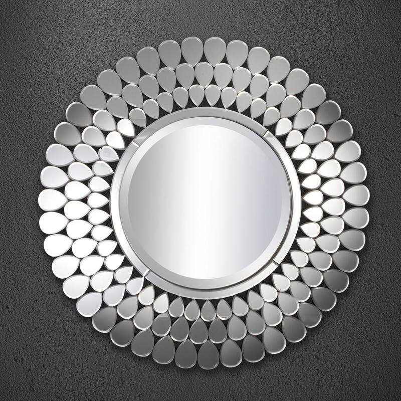 Ballin Contemporary Silver 40-inch Radial Pattern Wall Mirror with by Furniture of America