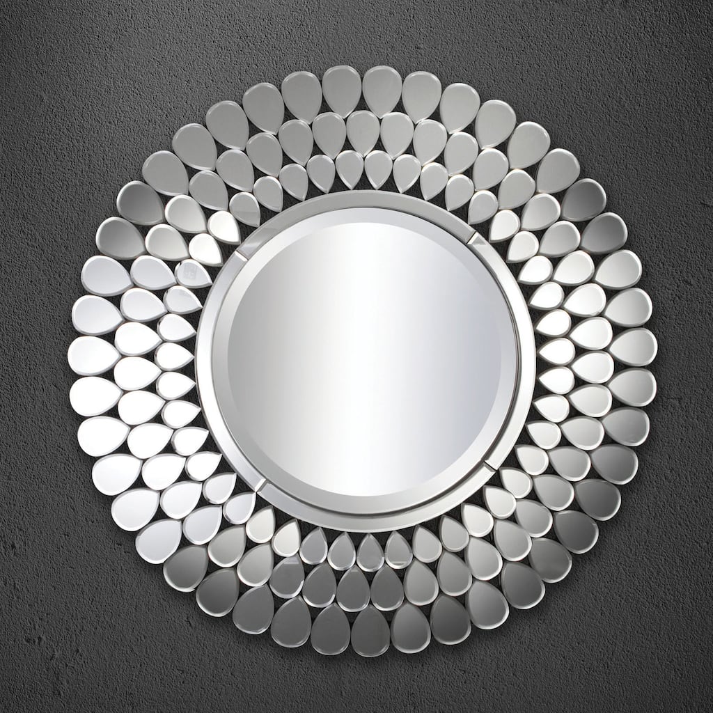 Ballin Contemporary Silver 40-inch Radial Pattern Wall Mirror with by Furniture of America