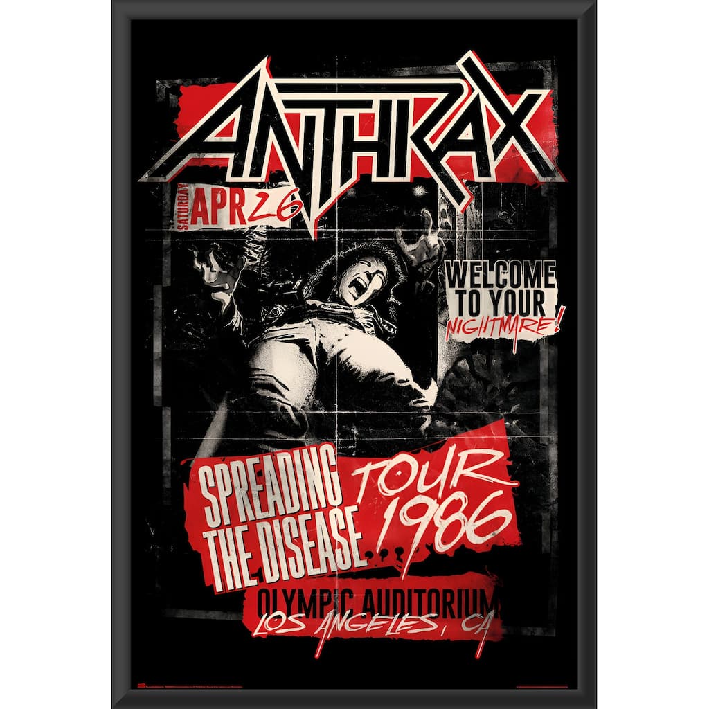 Anthrax - Spreading the Disease Tour Poster replica Framed Art Poster - 24 x 36 Inch