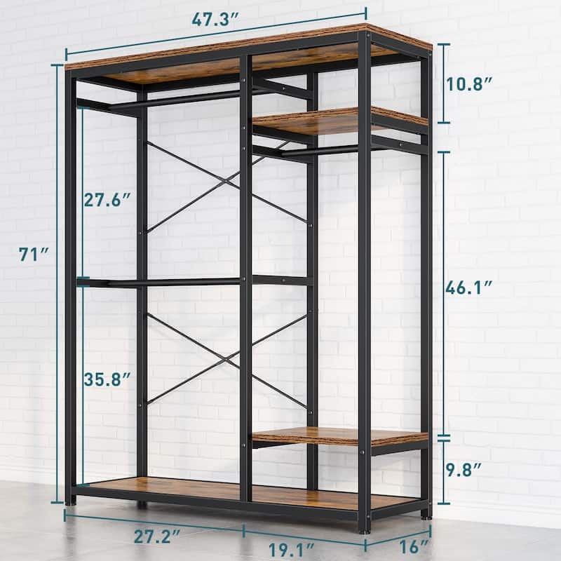 Closet Organizer Heavy Duty Clothes Rack with Shelves Free Standing ...