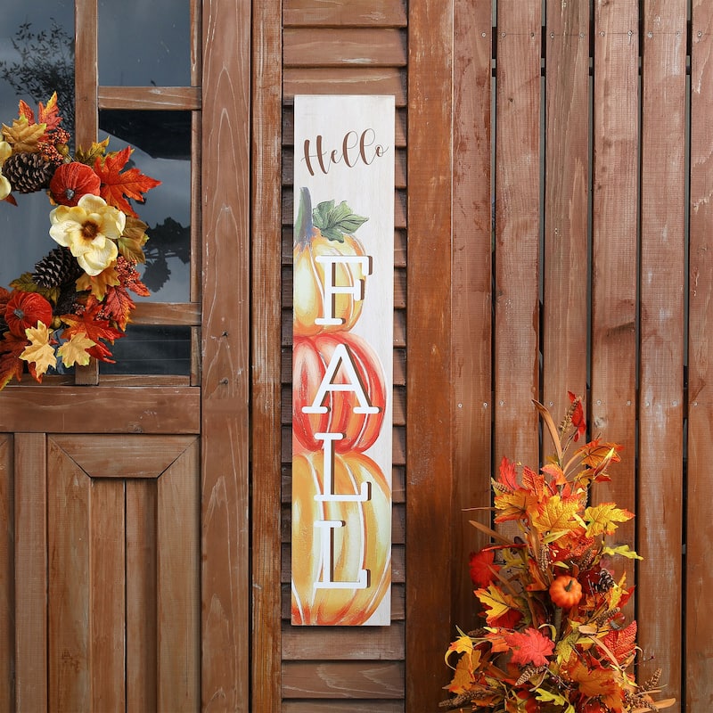 Glitzhome 42"H Fall Thanksgiving Wooden Pumpkin Porch Sign