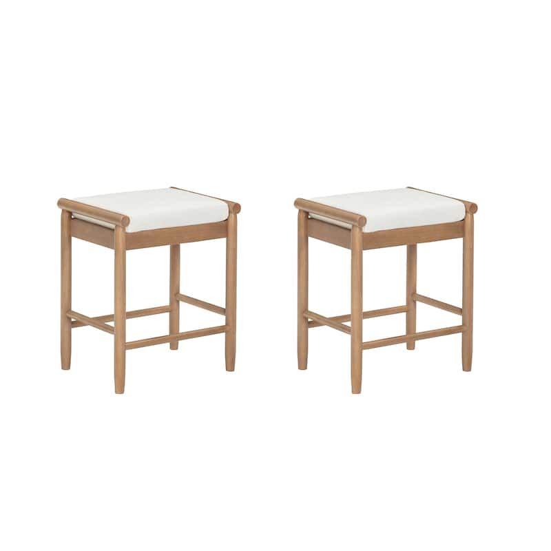 Kirsten Scandinavian Backless Wooden Bar Stool, Boucle Bar Stool with Tapered Solid Wood Legs
