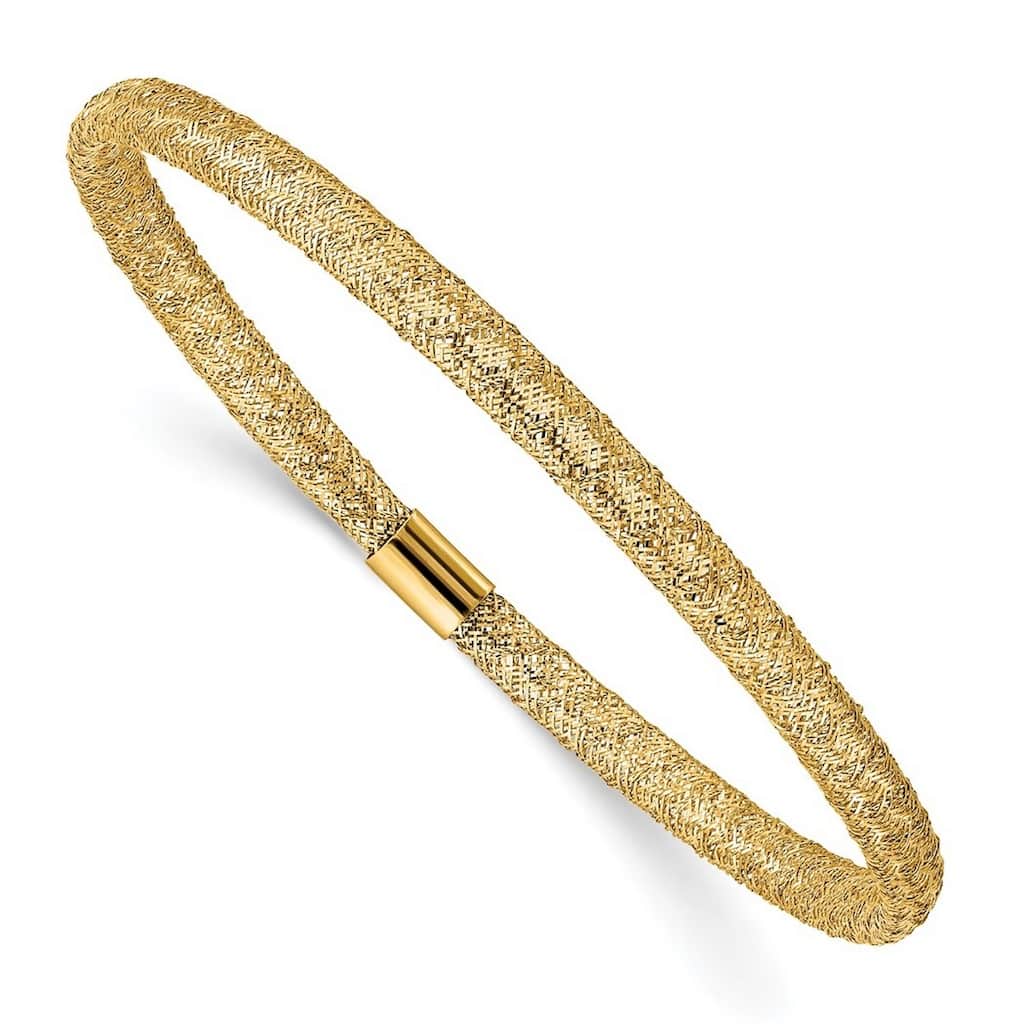 Curata 10k Yellow Gold 4mm Stretch Mesh Slip-on Bracelet for Women