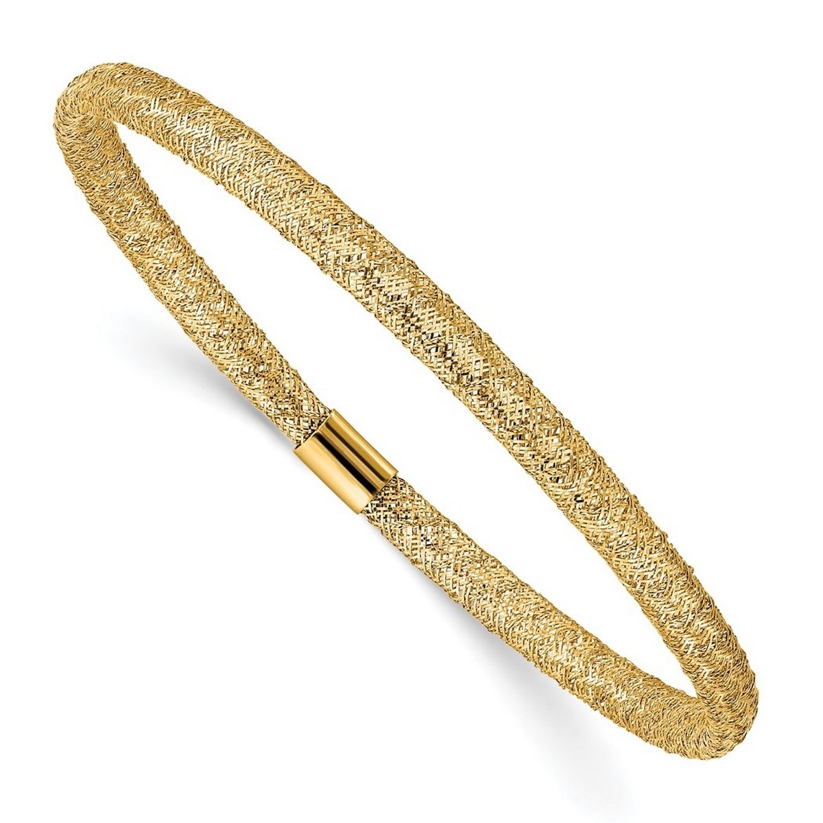 Curata 10k Yellow Gold Italian 4mm Stretch Mesh Slip-on Bracelet