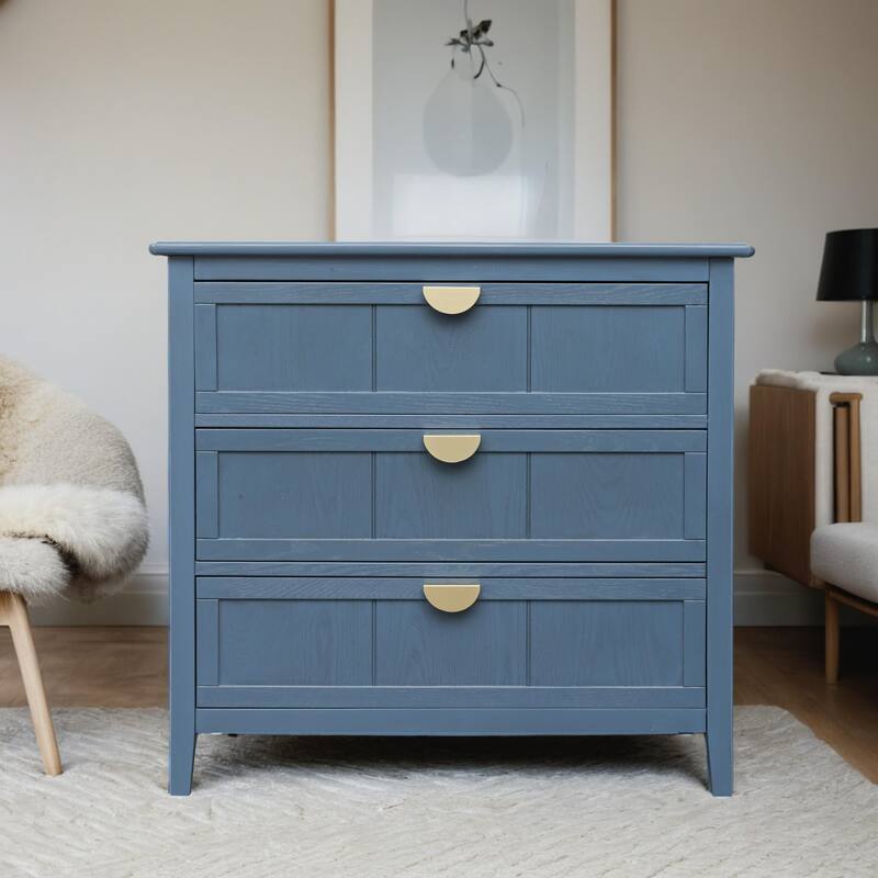 3 Drawer Cabinet, American Furniture,Suitable for bedroom, living room, study ,Blue