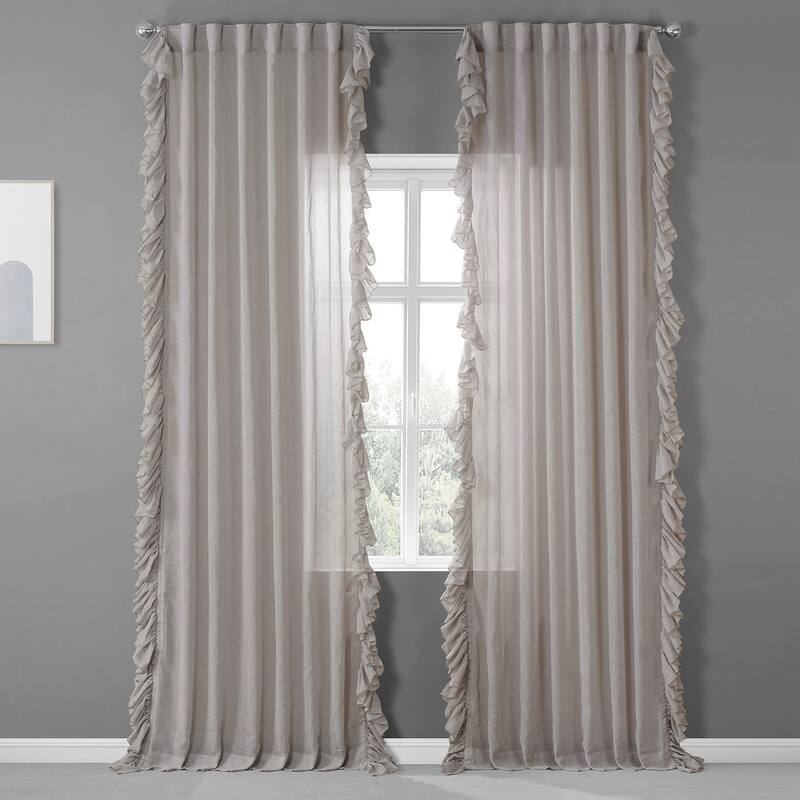 Exclusive Fabrics Faux Linen Ruffle Sheer Curtain (1 Panel)