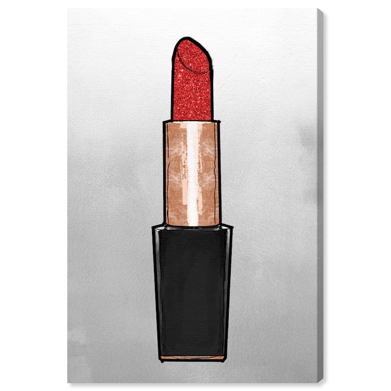 Wynwood Studio Canvas Fashion and Glam Fancy Lipstick II DUSK Red and Metallic red Glam Wall Art Canvas Print