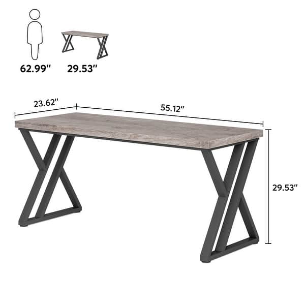 dimension image slide 5 of 6, 55" Heavy Duty Computer Desk, Office Desk
