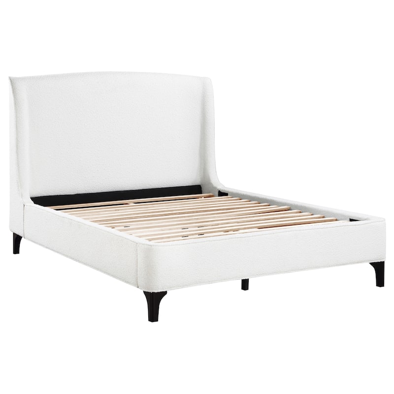 Mosby Contemporary Boucle Upholstered Wingback Bed - Snow (Eastern King) - King
