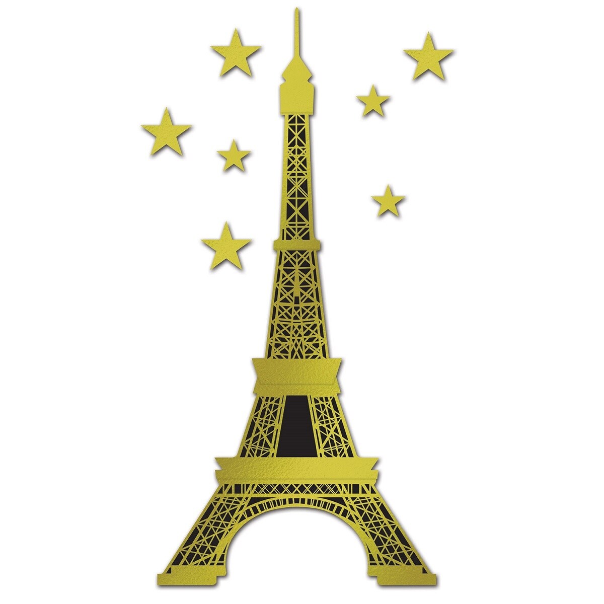 Shop Club Pack Of 12 Gold And Black Jointed Foil Eiffel Tower And