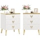 preview thumbnail 18 of 23, 3-Drawer Nightstand, Luxury Bedside Table End Table with Storage Drawers and Golden Legs