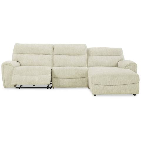 Signature Design by Ashley Critic's Corner Beige 3-Piece Power Reclining Sectional with Chaise - 131" W x 67" D x 40" H