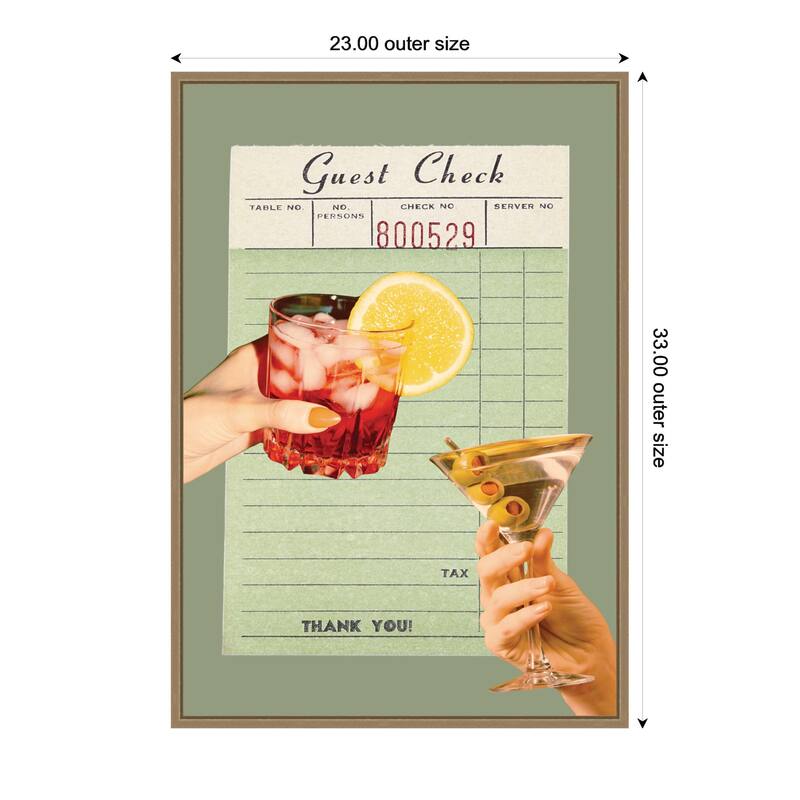 Kate and Laurel Guest Check Cheers Green by Honey Island Studio Framed Canvas Wall Art Print