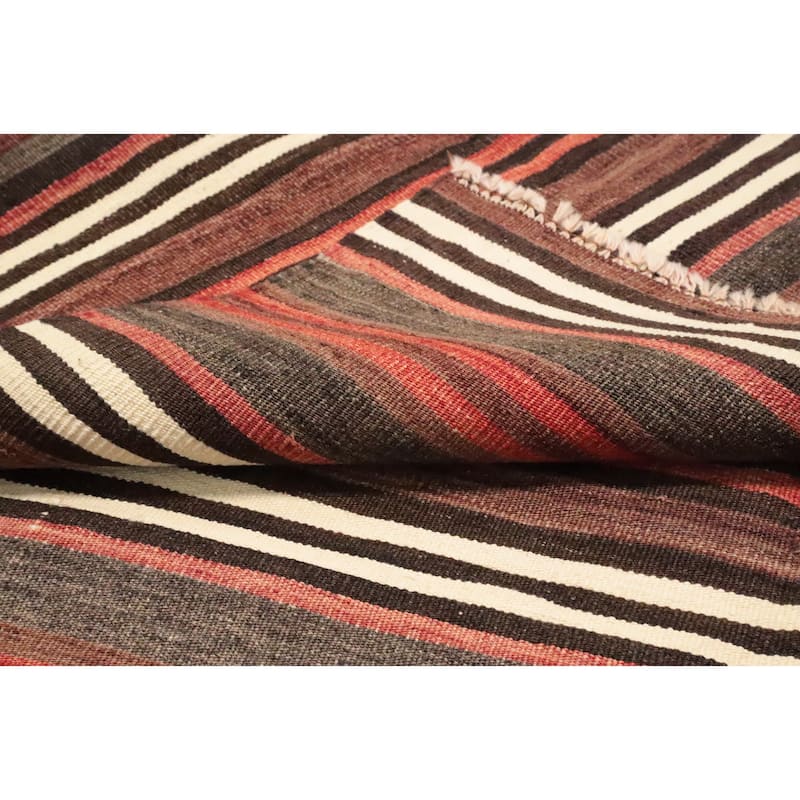 Hand Woven Oriental 100% Wool Carpet Southwestern Geometric Multi-Colored Kilim Area Rug - 10' 0'' X 4' 9''