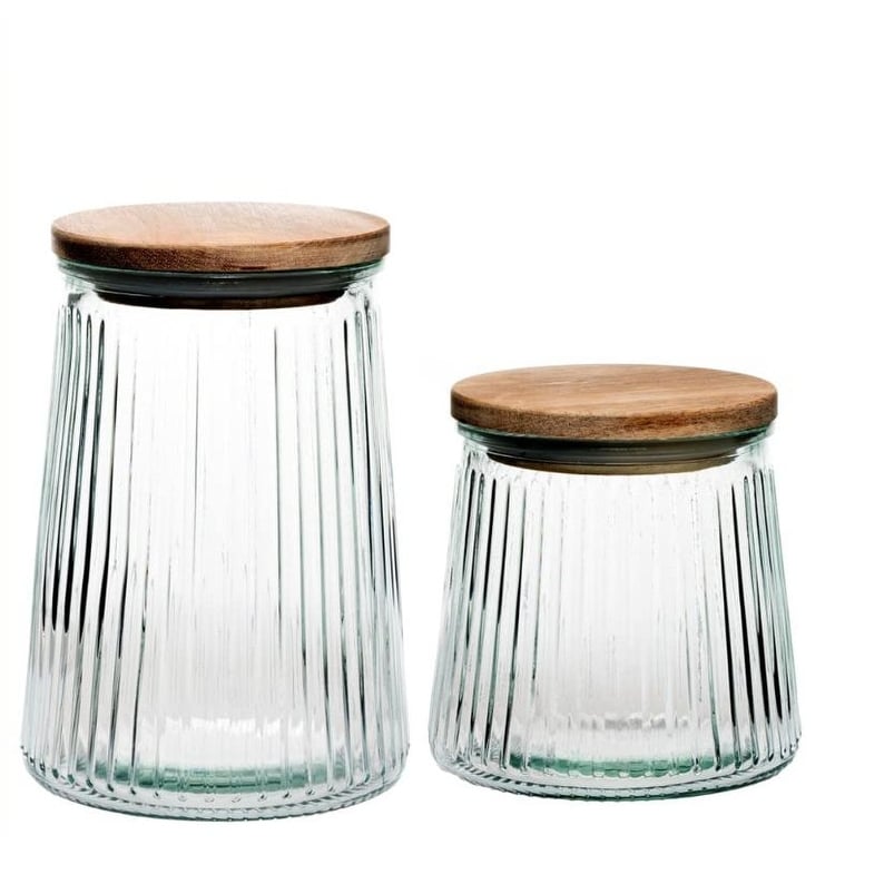 Amici Home Hawthorn Glass Canister, Airtight Storage Jar, Ribbed