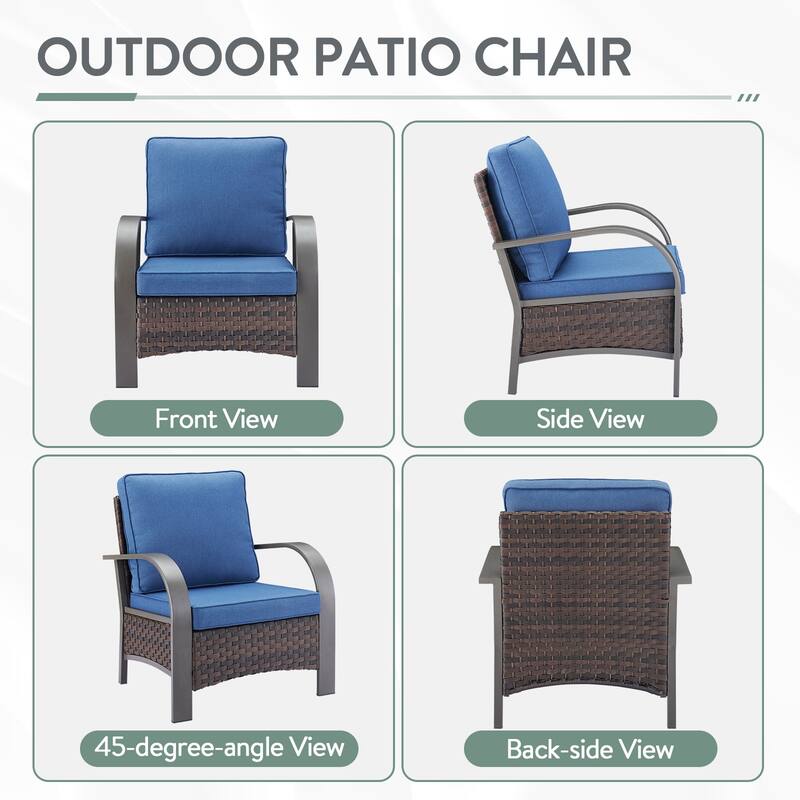 PE Wicker 2 Patio Chairs with Cushion