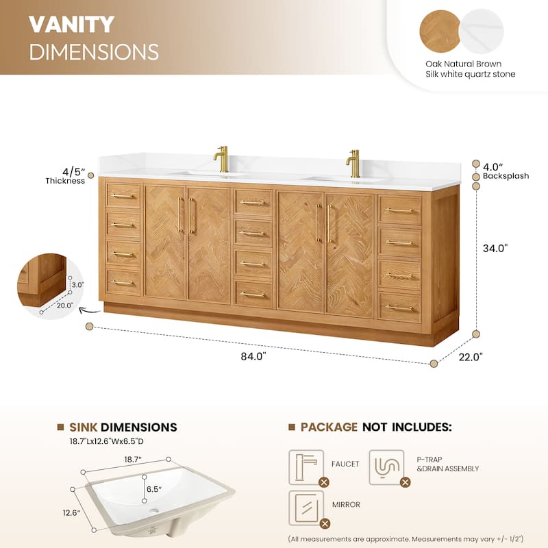 Jakarta Bath Vanity with Quartz Stone Top without Mirror