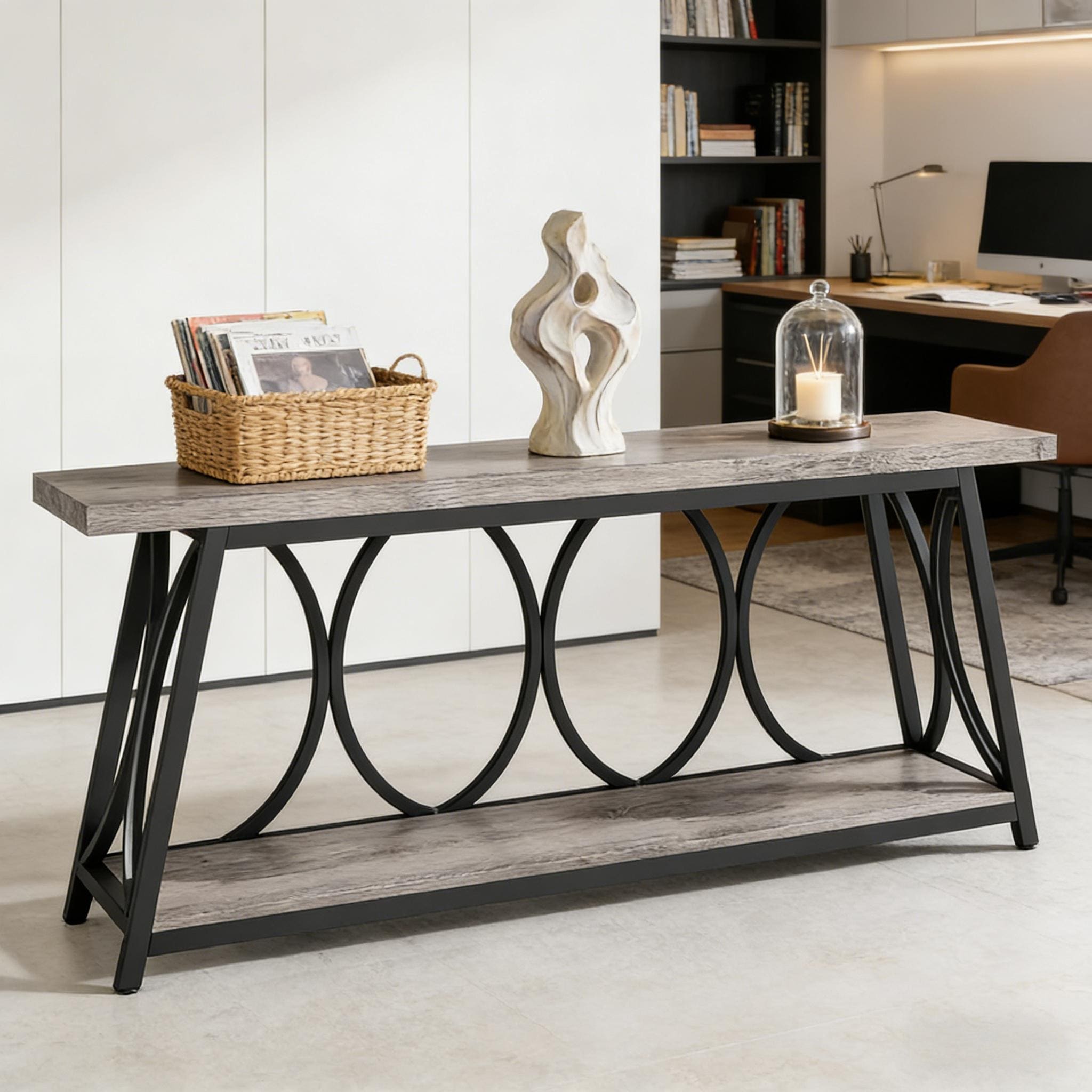 2-Tier Hall Table, Vintage Console Table, Sturdy Sofa Table