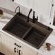preview thumbnail 4 of 53, Karran Top Mount Double Equal Bowl Quartz Kitchen Sink - 33" x 22" x 9" - 33" x 22" x 9"