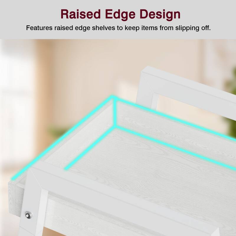 VECELO Modern 4-Tier Corner Ladder Bookshelf Metal & Waterproof MDF Shelves for Living Room Kitchen & Bathroom Corner Bookcase