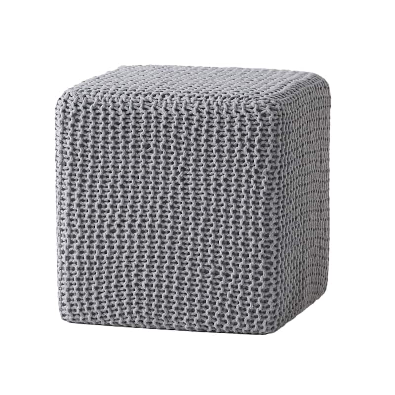 Light Grey Modern 16.5" Cotton Foot Stool with Soft Appearance and Easy-To-Clean Outer Knitting for Living Room