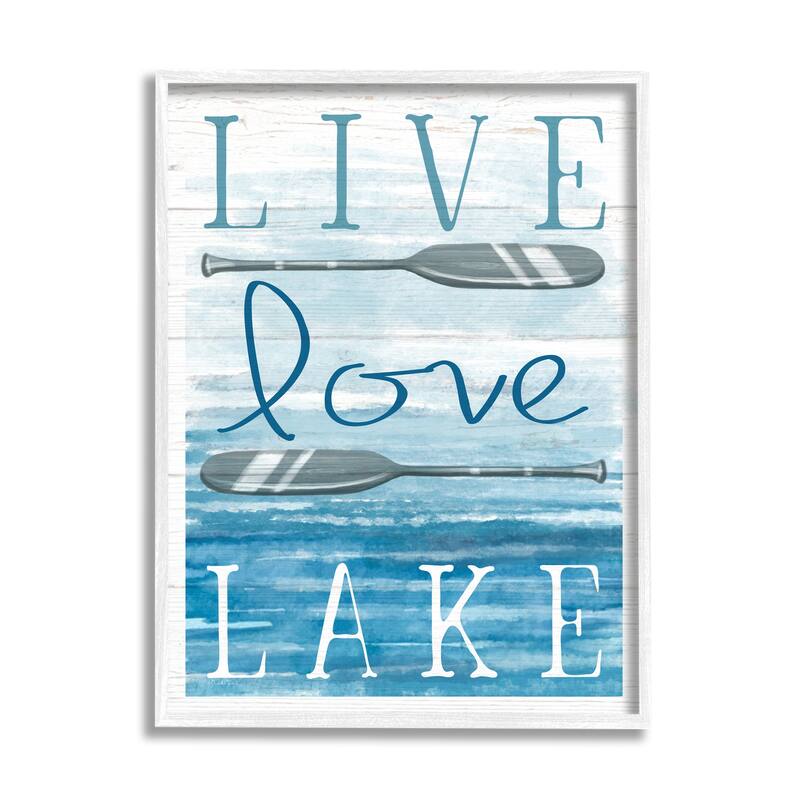 Stupell Live Love Lake Quote Ores Water Motif Framed Wall Art, Design by Elizabeth Tyndall - Blue