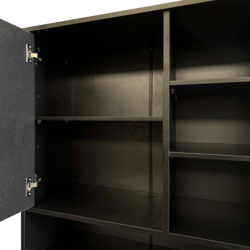 Laundry Cabinet with Doors and shelf, Tilt-Out Laundry Hamper, Multiple Storage Space, Freestanding Style, Open Shelve