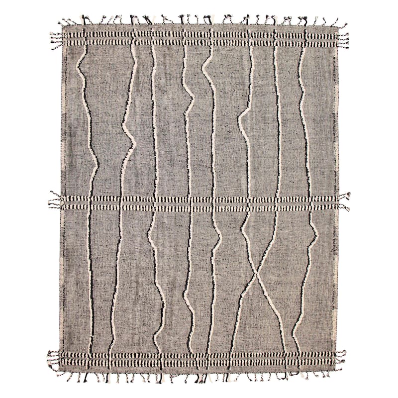 ECARPETGALLERY Hand-knotted Tangier Black, Cream Wool Rug - 9'3 x 12'1 - Black/ Cream - 9'3 x 12'1