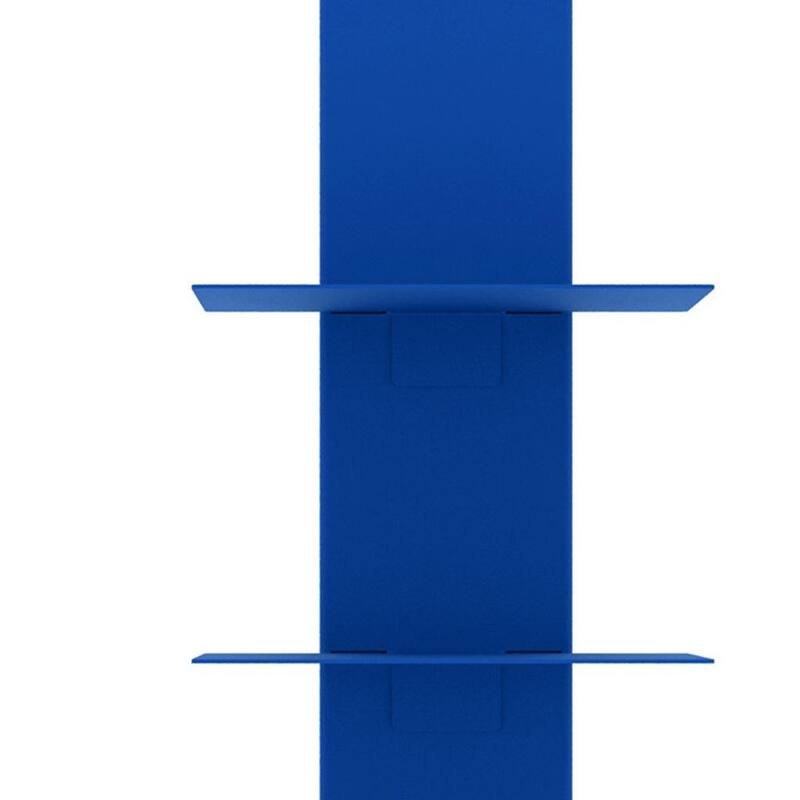 HomeRoots 38" Blue Metal Six Shelf Modern Tower Bookcase