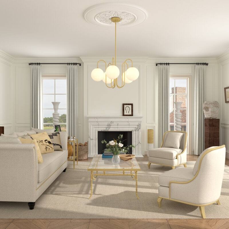 Acroma - 5 Light Gold Steel Dimmable Classic / Traditional Chandelier - N/A