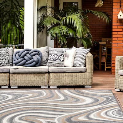 World Rug Gallery Modern Waves Indoor/Outdoor Area Rug