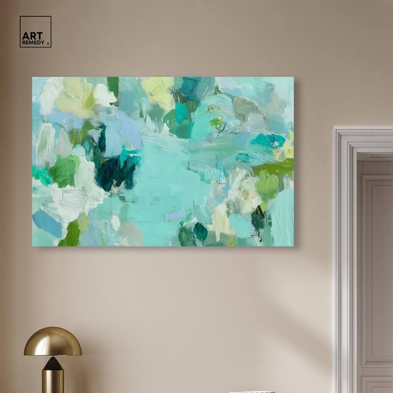 Alista Green Blues Canvas by Art Remedy, Gallery Wrapped