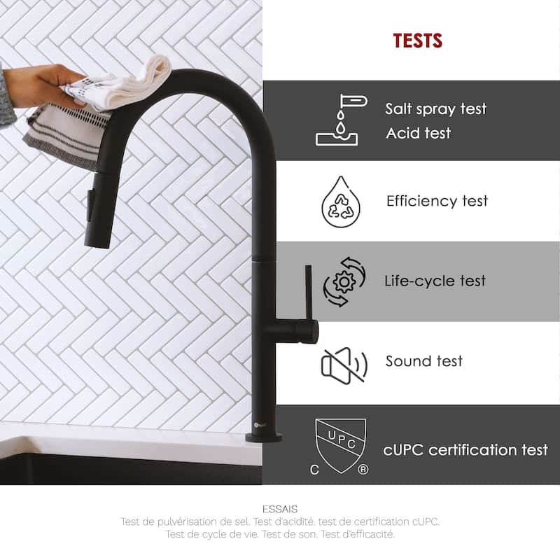 Single Handle Pull-Down Sprayer Kitchen Faucet K-141 - Height: 17.25" Spout H: 9" Spout R: 9"