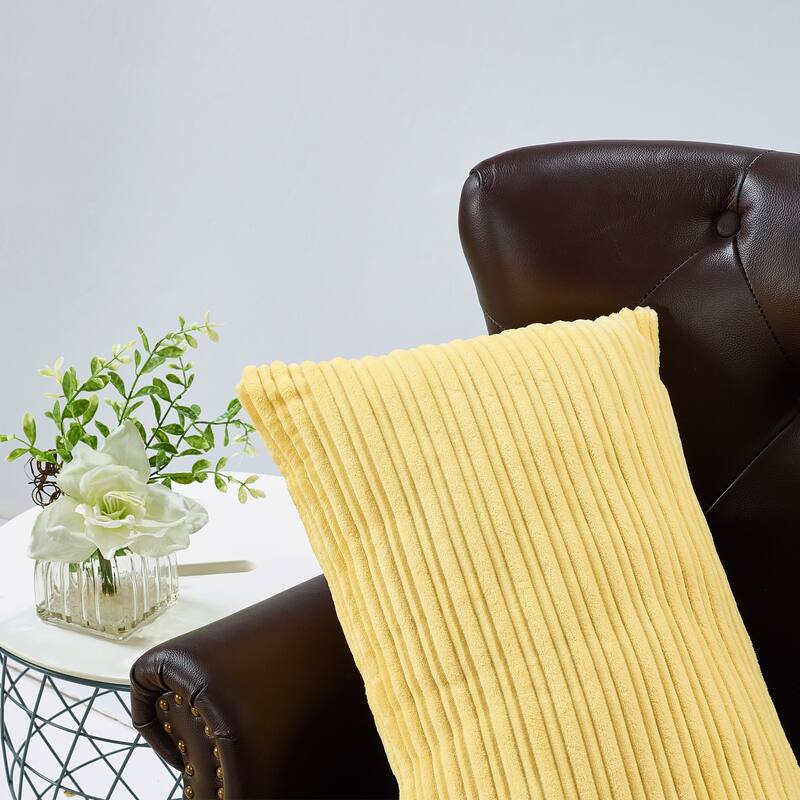 Ribbed Flanned 4 Pieces Pillow Shell Set, NO INSERT