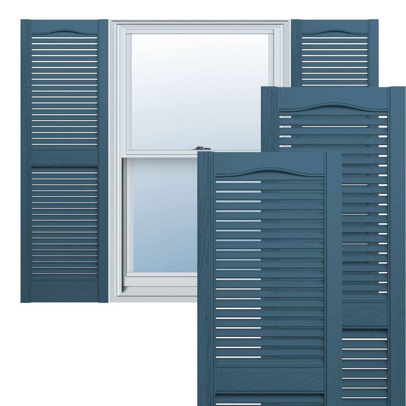 Lifetime, Std. Cathedral Top Ctr Mullion, Open Louver Shutters, (Pair) - Musket Brown - 12"W x 75"H