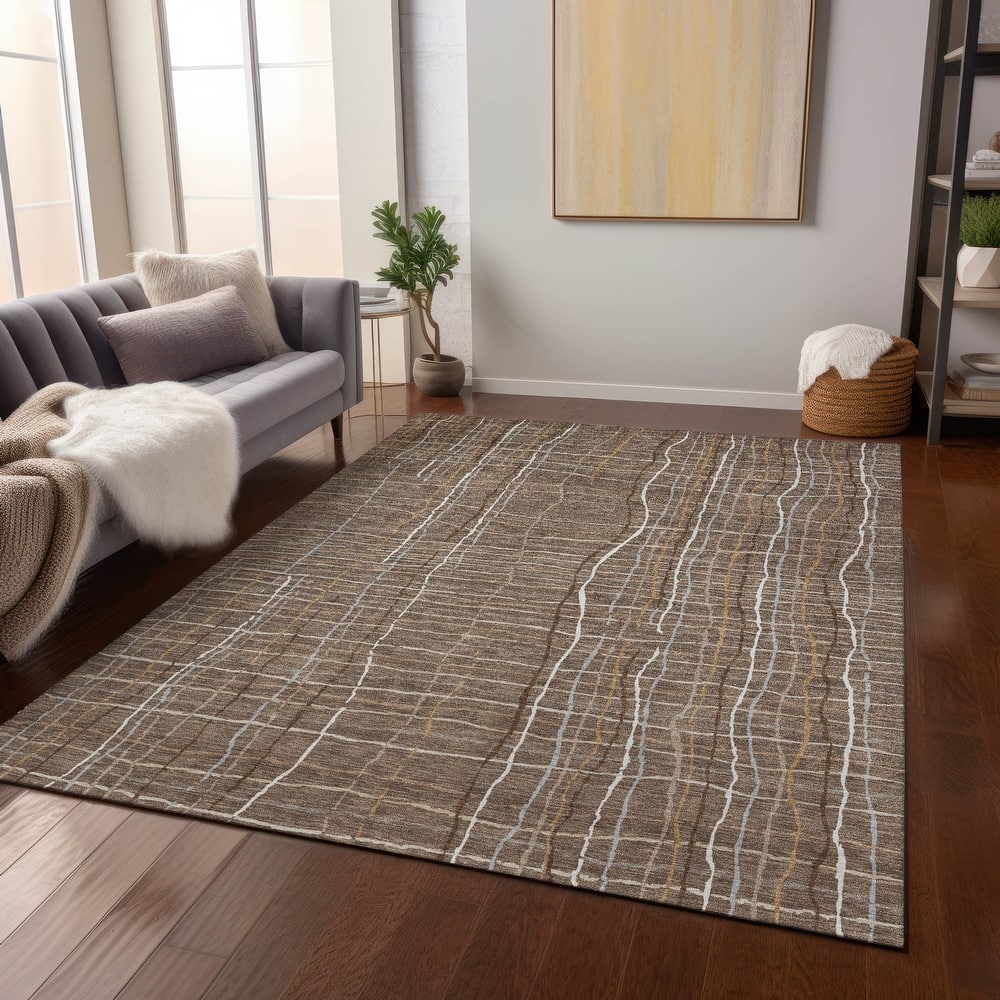Machine Washable Indoor/ Outdoor Modern Century Chantille Rug